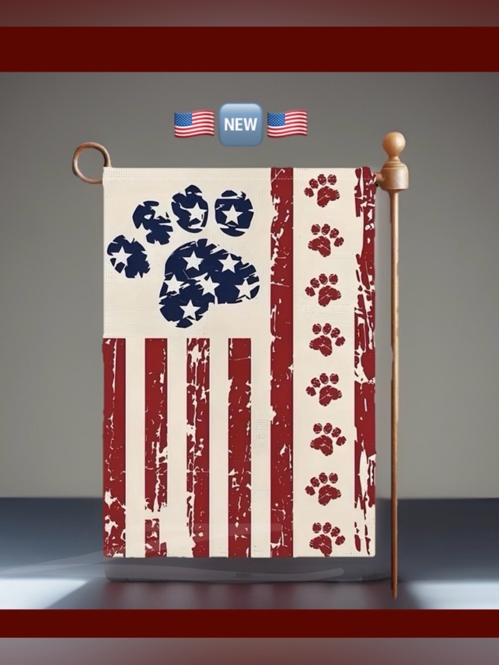Patriotic 🇺🇸  Dog Paw Garden Flag 🐾🆕🐾
